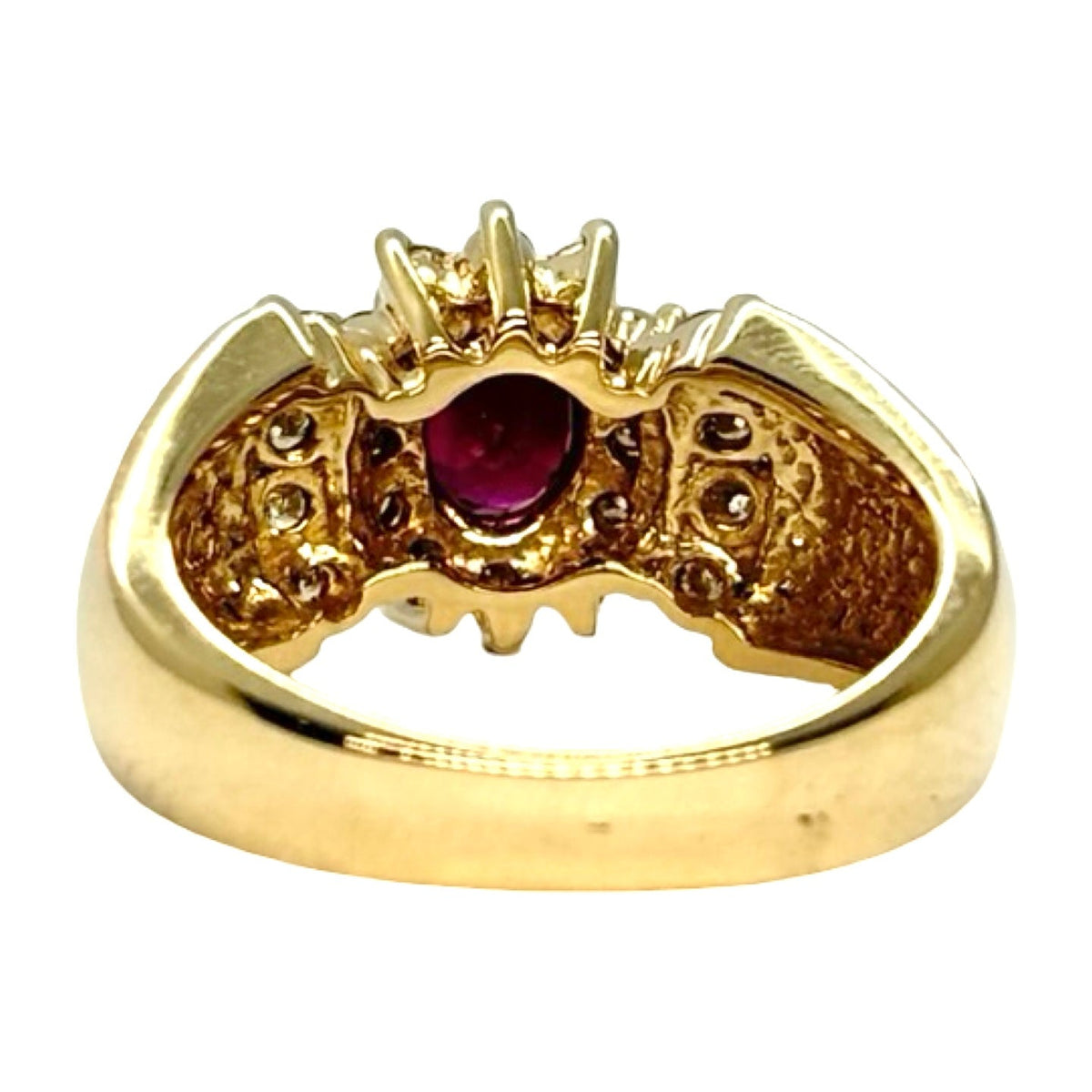 Bague Tank en or jaune, rubis et diamants