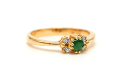 Bague Trilogie en or jaune, émeraude et diamants