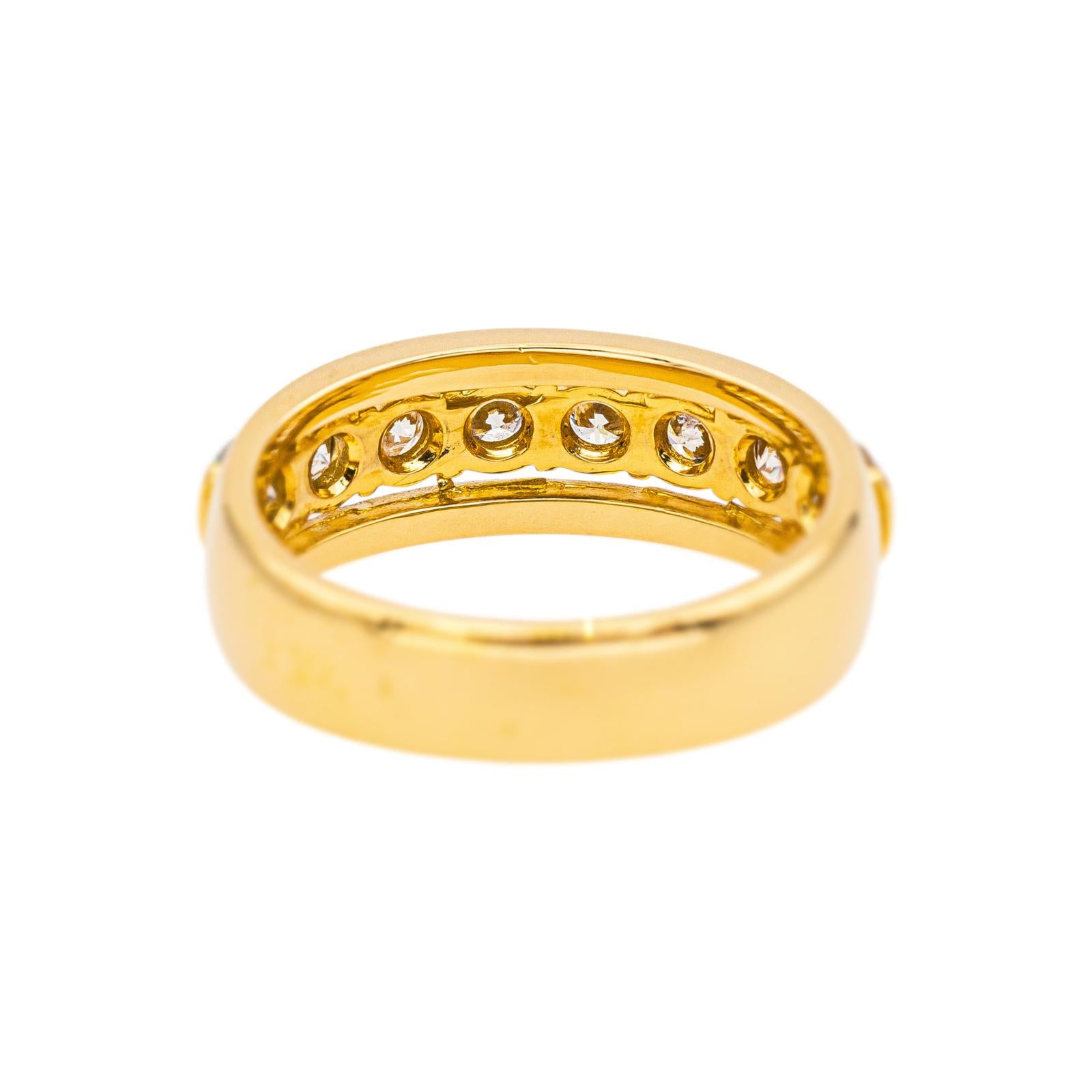 Bague Demi-alliance  Or jaune Diamant