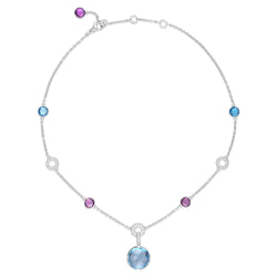 Collier BULGARI "Parentesi Cocktail" en or blanc, topazes bleues, améthystes et diamants
