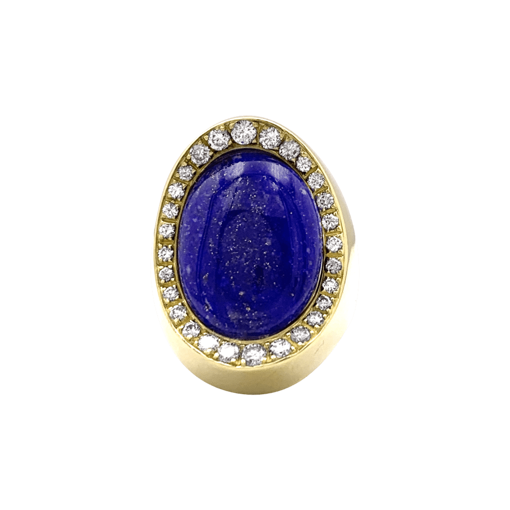 Ring Aldebert, yellow gold lapis lazuli and diamonds.35055A