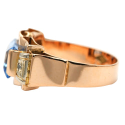 Bague Tank en or jaune, spinelle et diamants