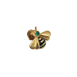 Broche Pin CARTIER "Abeille" en or jaune, émail et émeraude