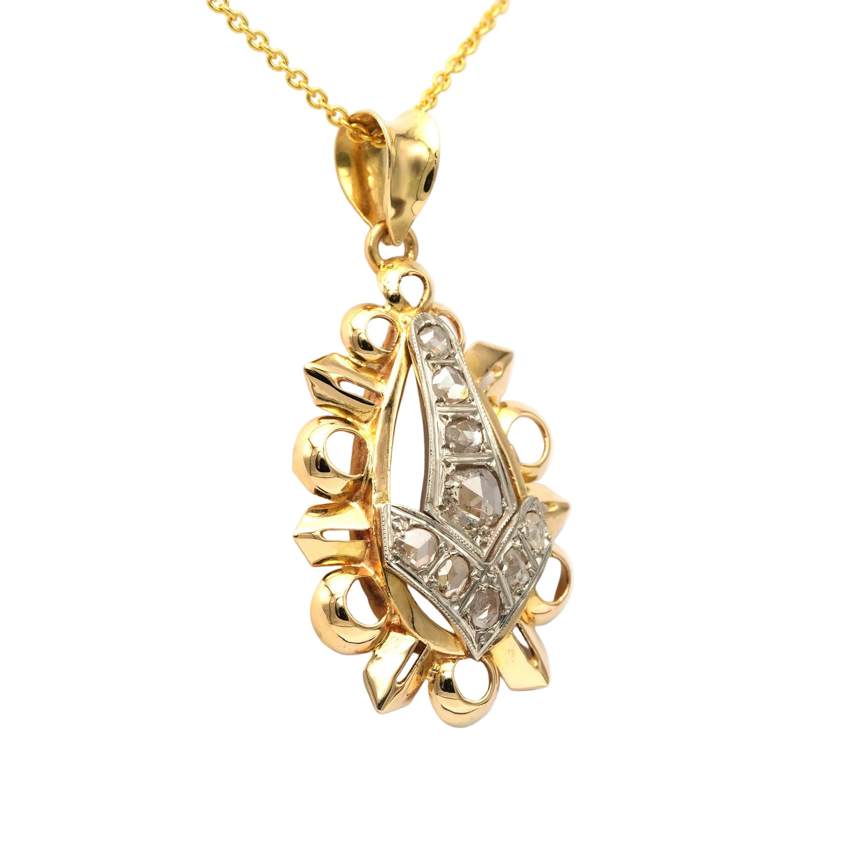 Pendentif en or blanc, or jaune et diamants