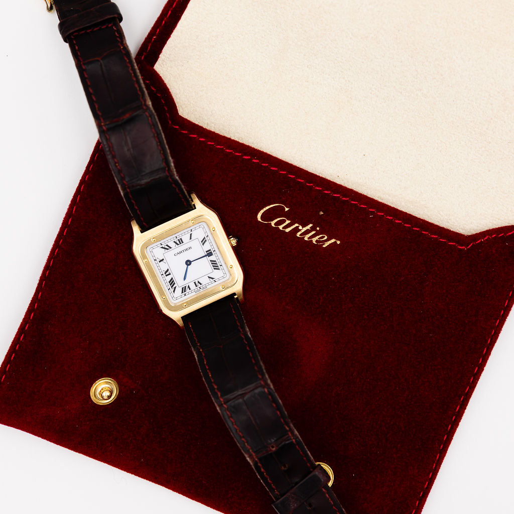 Montre CARTIER "Santos-Dumont" en or jaune et cuir