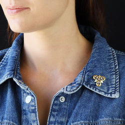 Broche Épingle en or blanc, or jaune, or vert et diamant