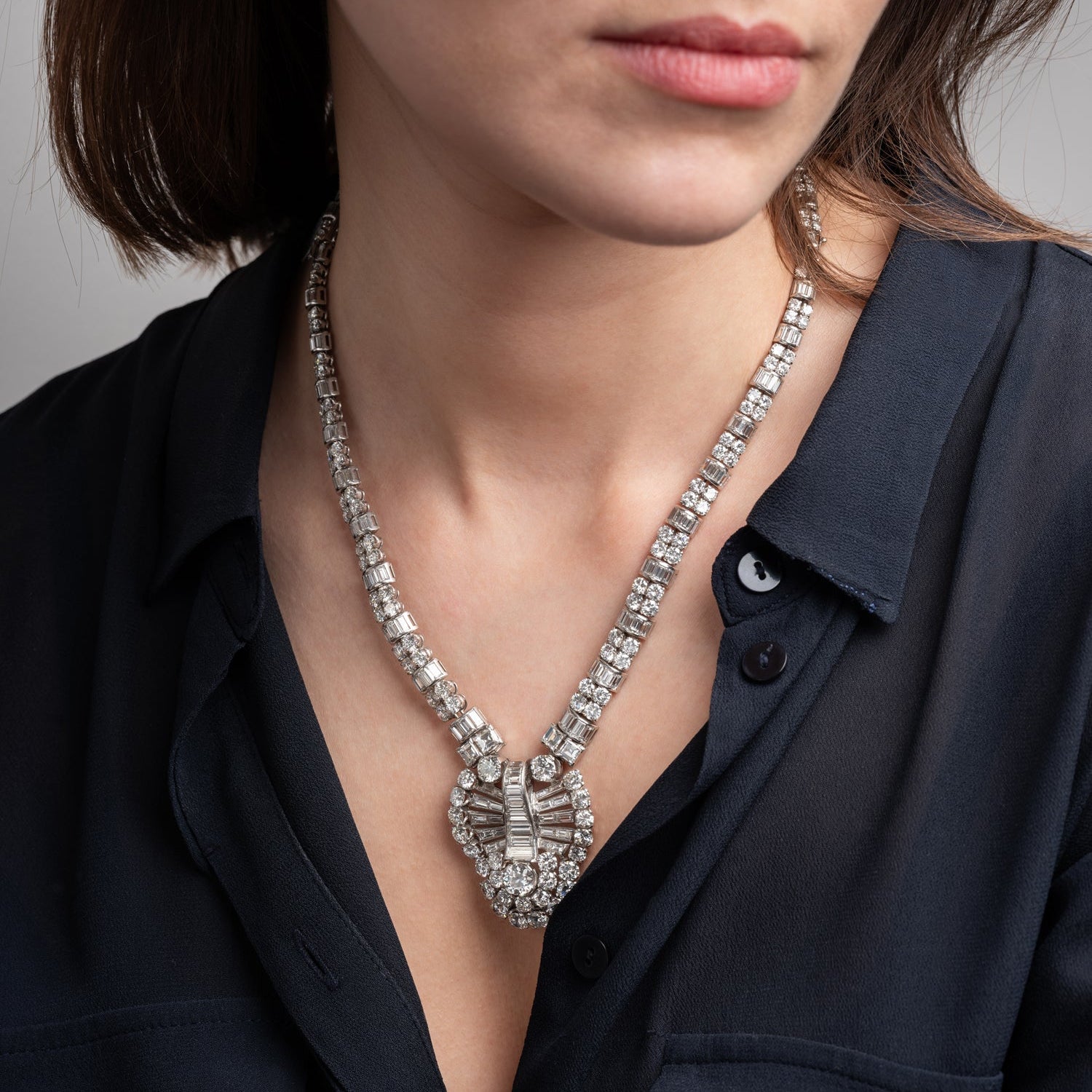 Collier en platine et diamants, transformable