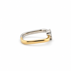 Bague Toi & Moi en or jaune, platine et diamants
