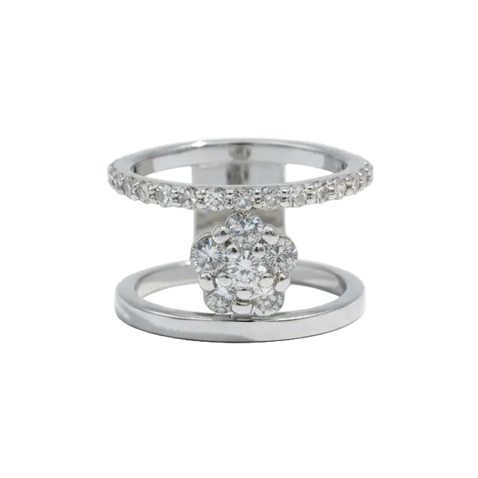Bague Marguerite en or blanc et diamants