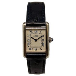Montre CARTIER Tank Must de Tank en argent et cuir