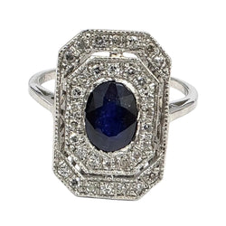 Bague Entourage en or blanc, saphir et diamants