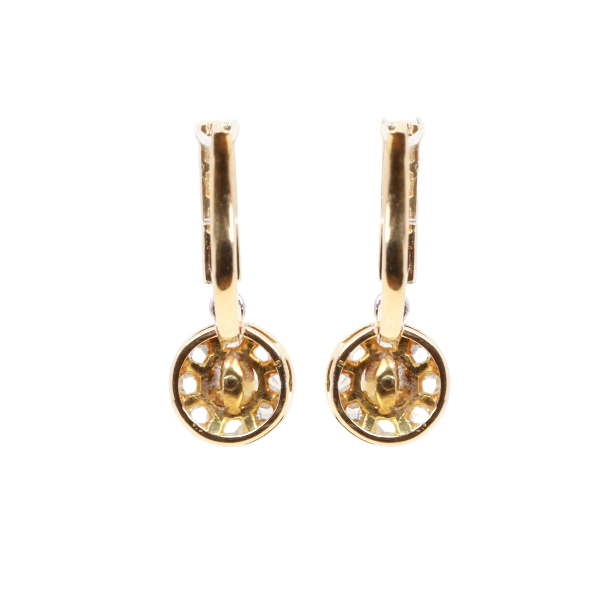 Boucles d'oreilles Dormeuses en or jaune, perles et diamants