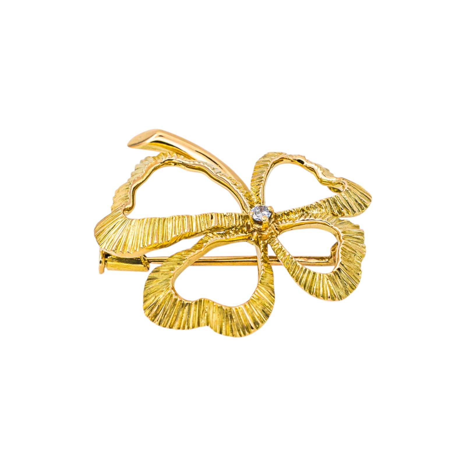 Broche Trèfle Or jaune Diamant
