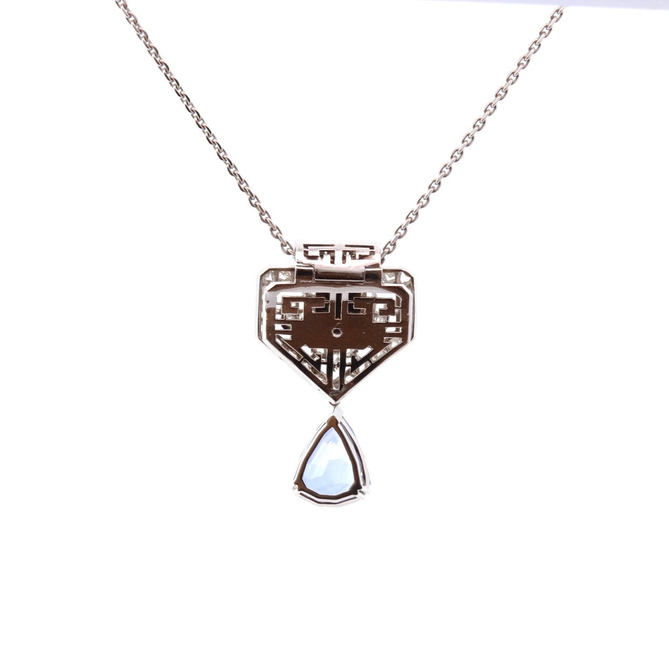 Collier pendentif art déco diamants et saphir de 6,05cts