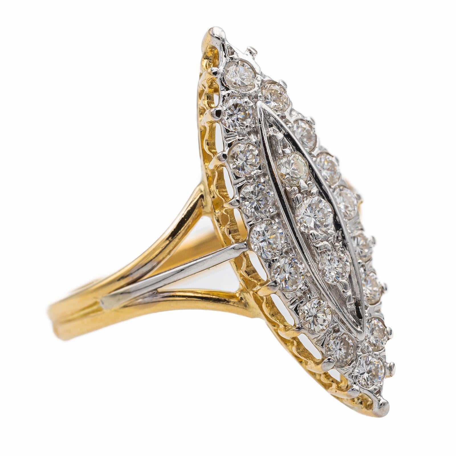 Bague Marquise Or jaune Diamant