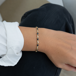 Bracelet Ligne en or jaune, saphirs et diamants