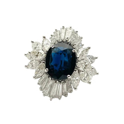 Bague en or blanc, saphir et diamants