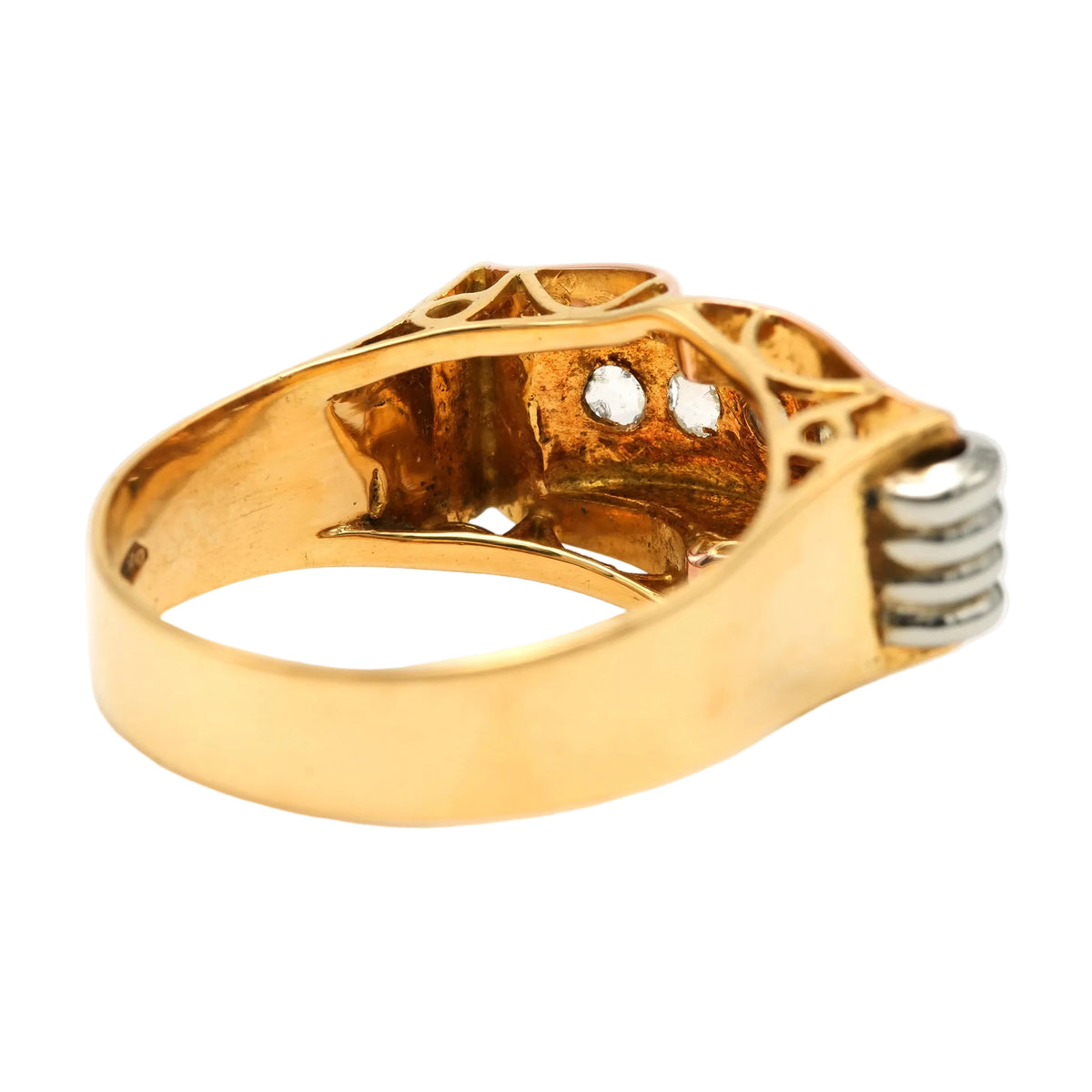 Bague Tank en or blanc, or jaune et diamants