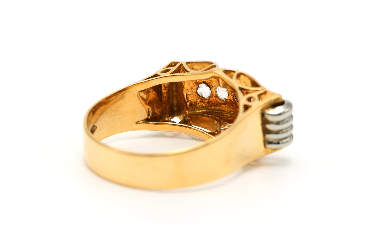Bague Tank en or blanc, or jaune et diamants