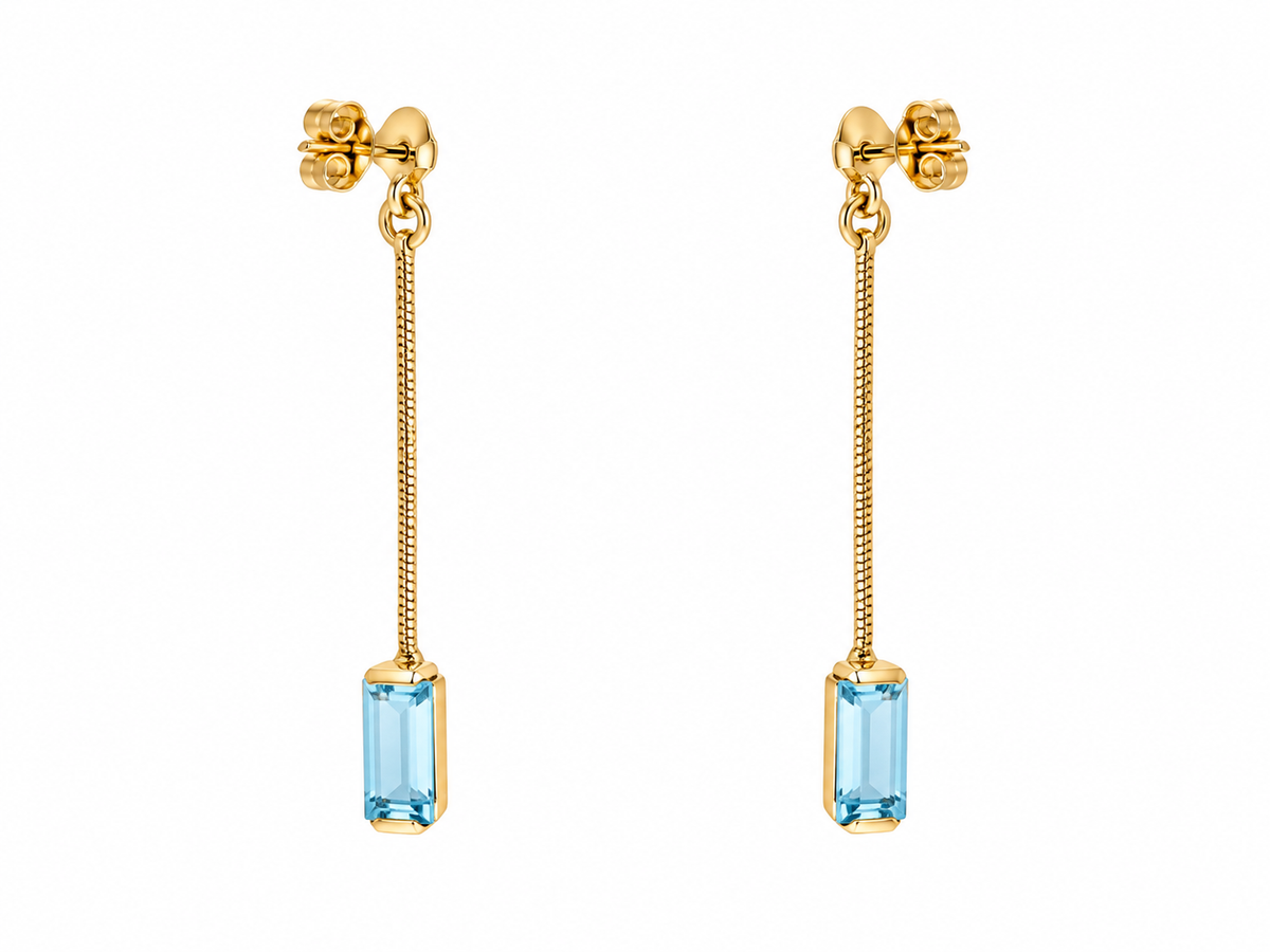Boucles d’oreilles Pendantes en or jaune et topazes