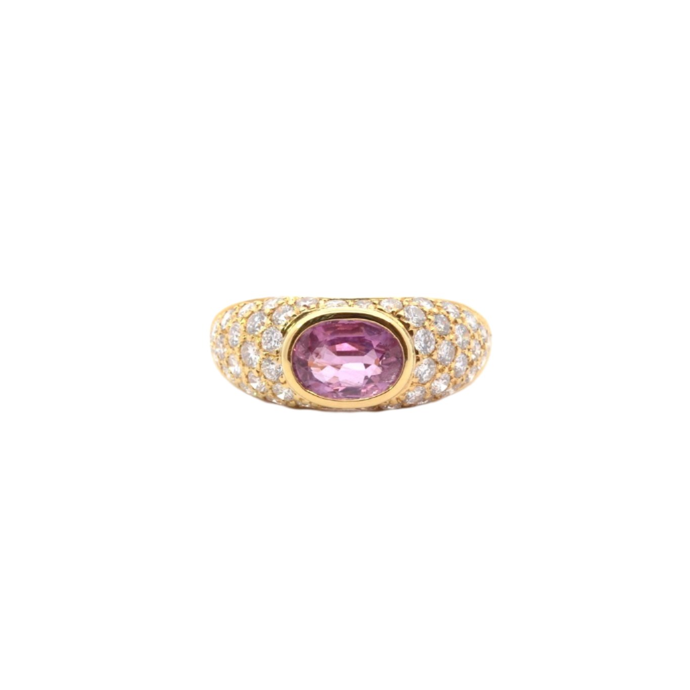 Bague vintage saphir rose et diamants