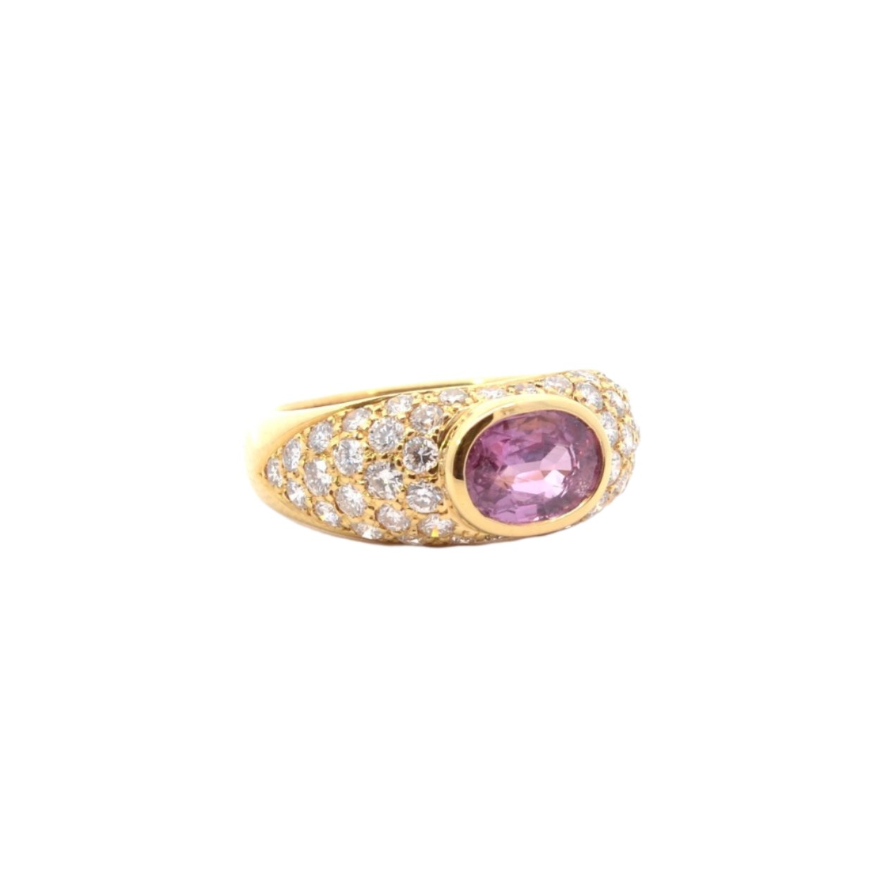 Bague vintage saphir rose et diamants