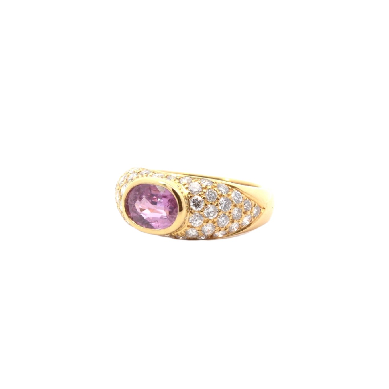 Bague vintage saphir rose et diamants