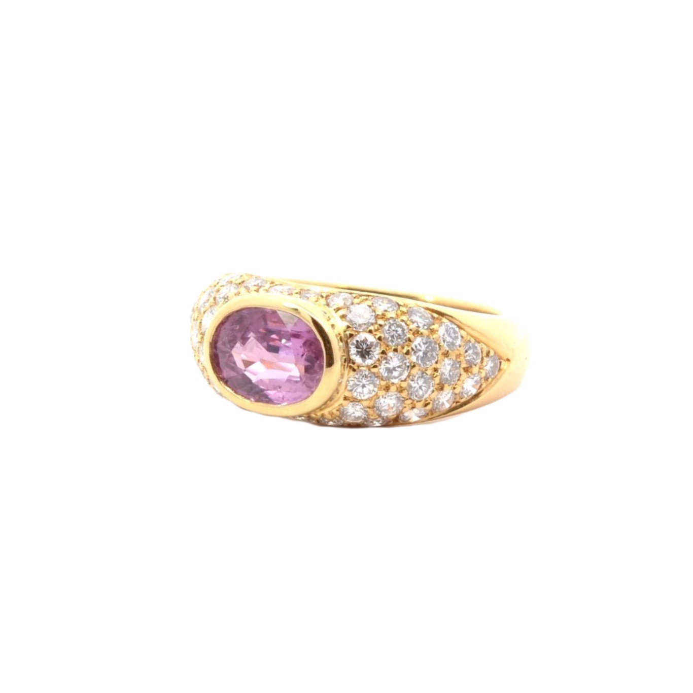 Bague vintage saphir rose et diamants