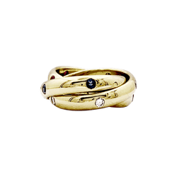 Bague Cartier, "Constellation", or jaune, saphirs, rubis, diamants.
