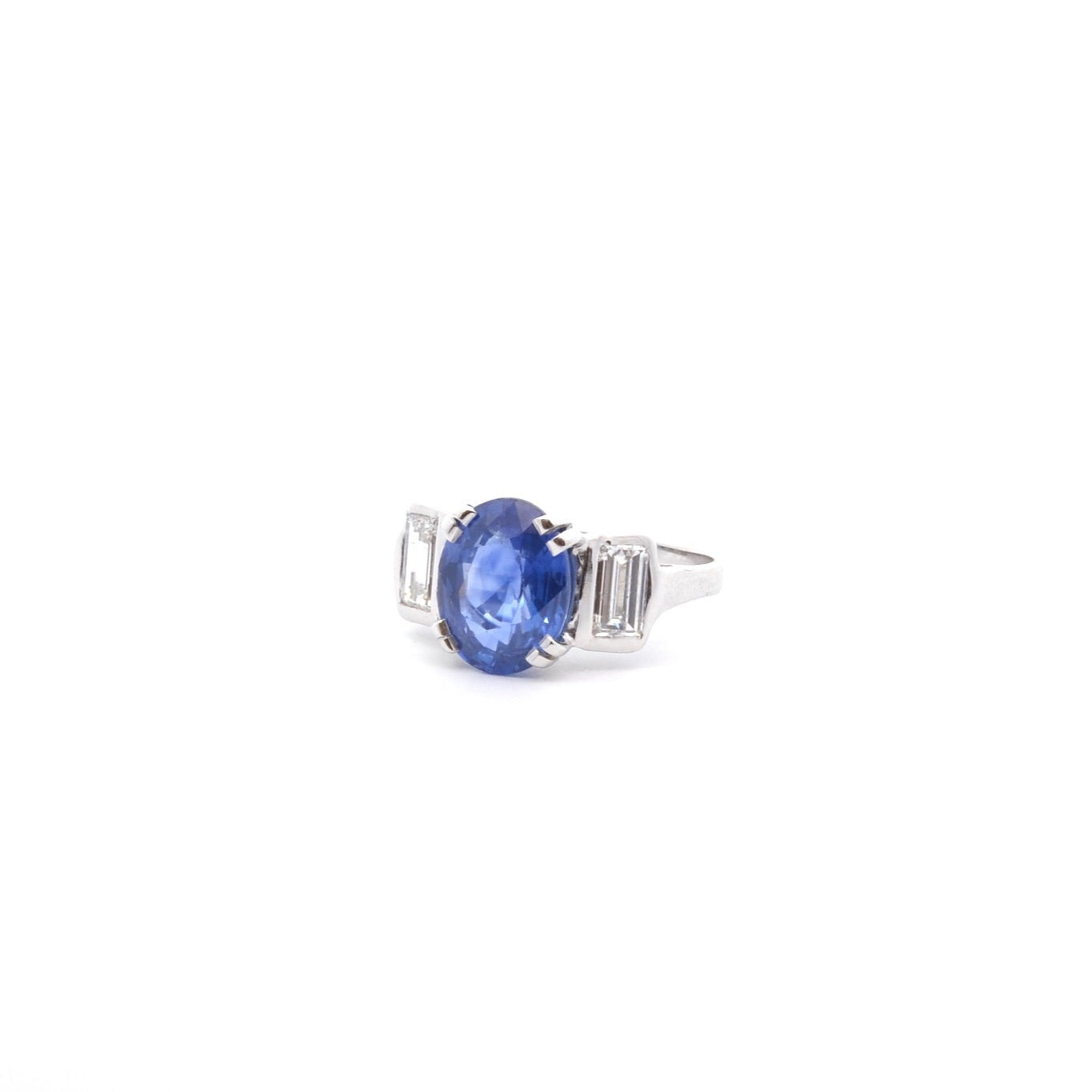 Bague saphir de 3,62cts et diamants en platine