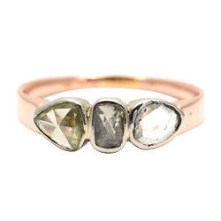 Bague Trilogie en or jaune, argent et diamants