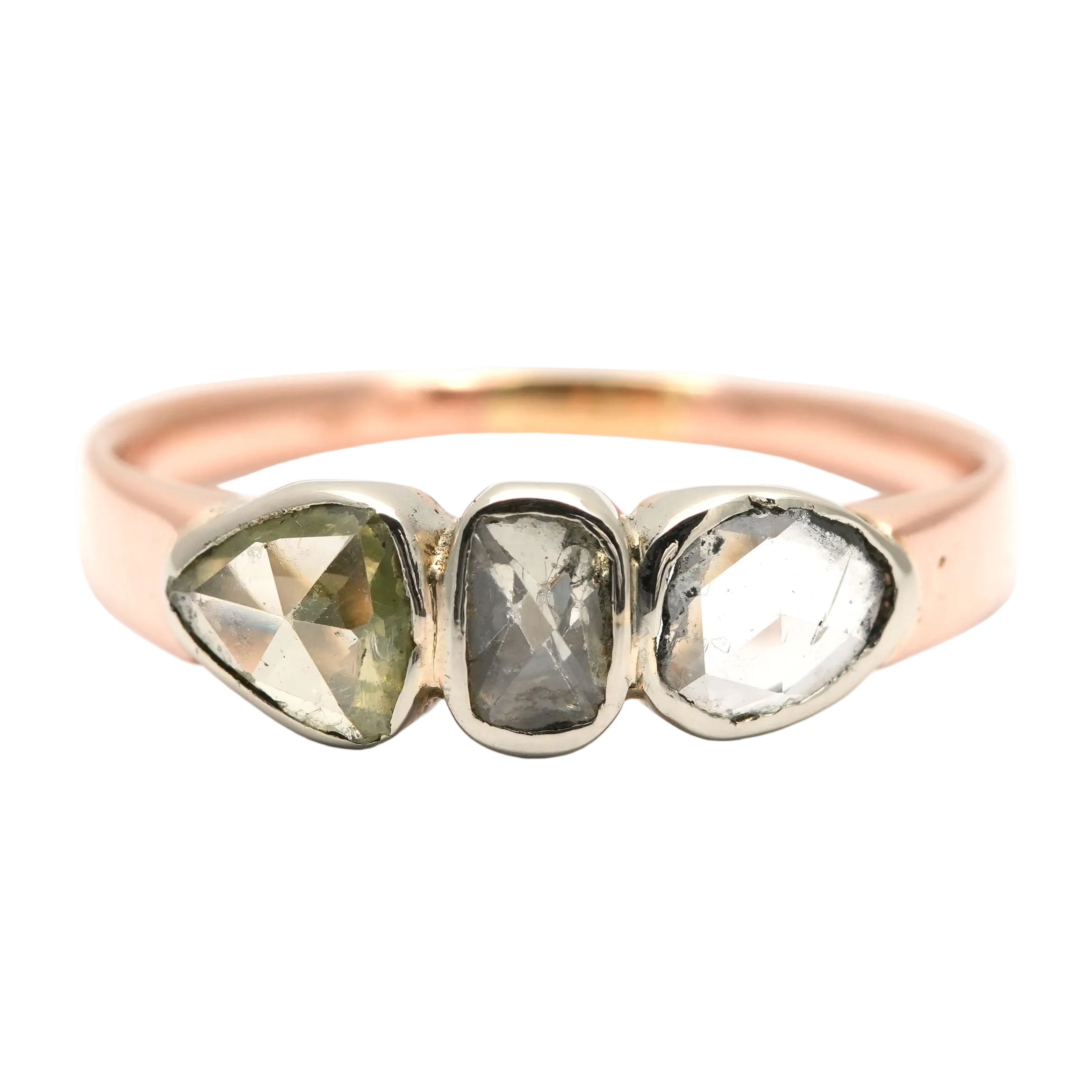 Bague Trilogie en or jaune, argent et diamants