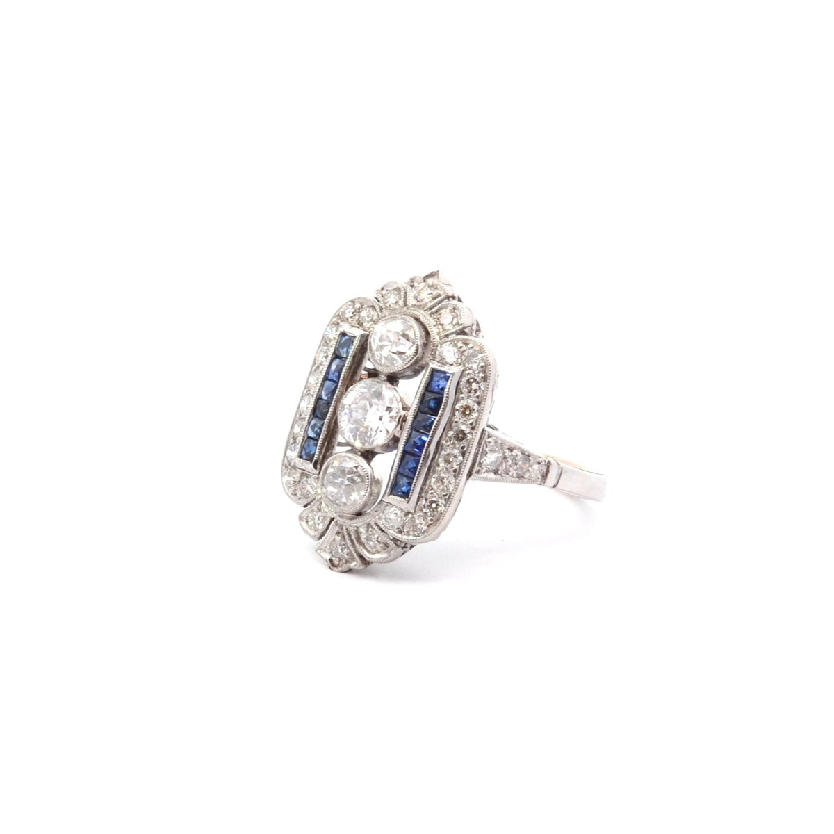 Bague art déco diamants et saphirs