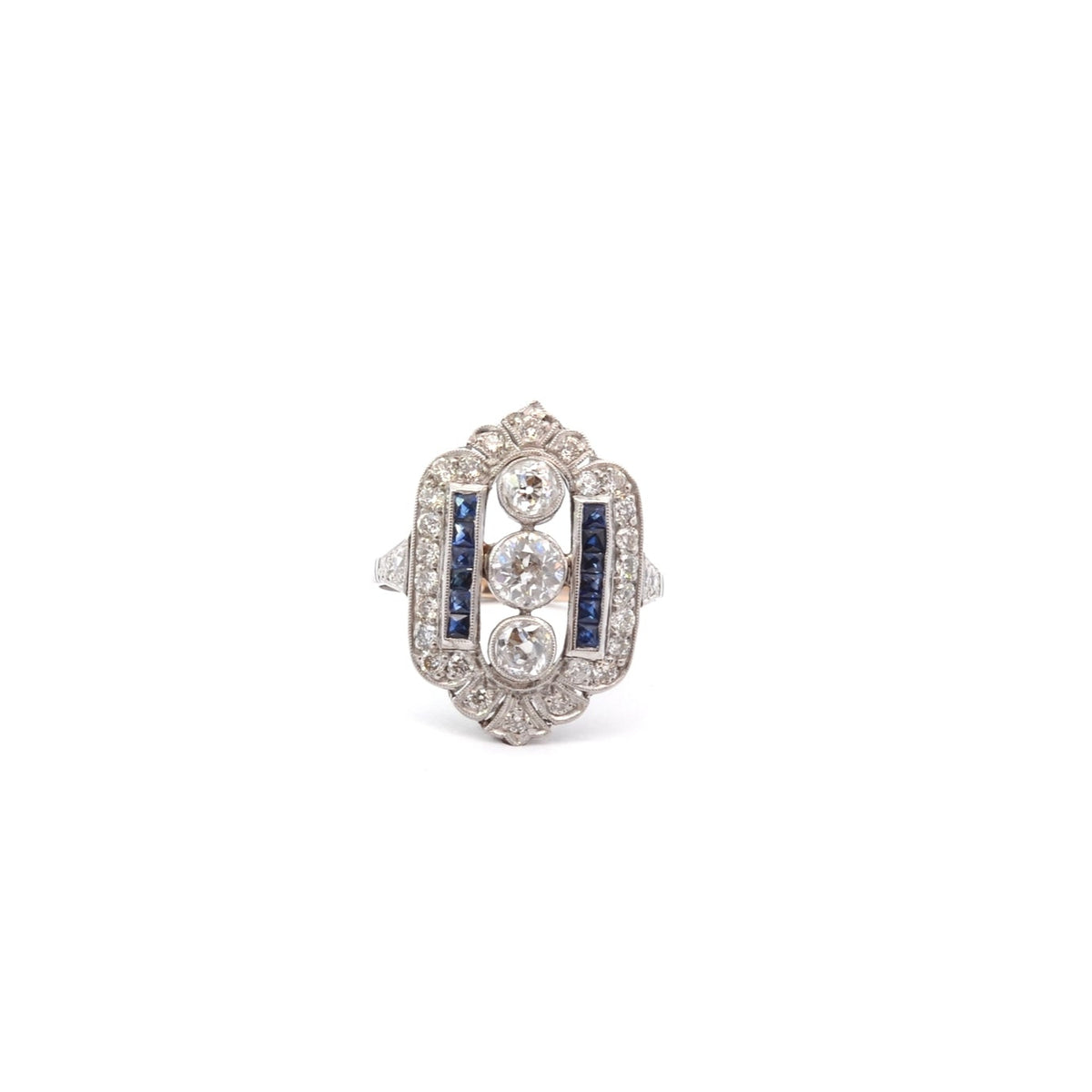 Bague art déco diamants et saphirs