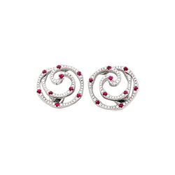 Boucles d'oreilles Giovanni Ferraris, or blanc, diamants et rubis.