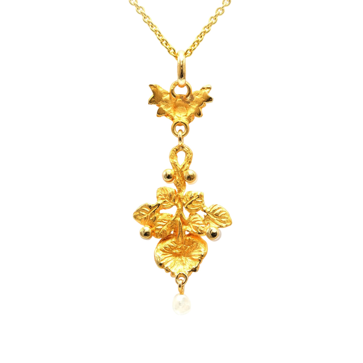 Pendentif en or jaune et perles