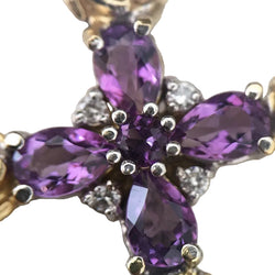 Pendentif Croix en or jaune, or blanc, améthystes, et diamants