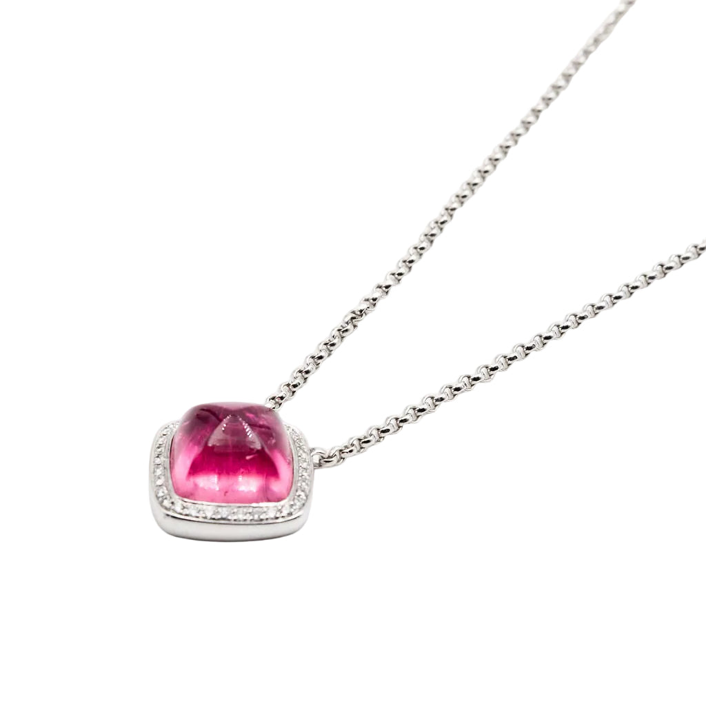 Collier Pendentif FRED Pain de sucre en or blanc, tourmaline et diamants