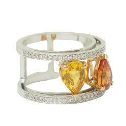 Bague Toi & Moi en or blanc, saphirs et diamants