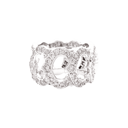 Bague Cartier, "C de Cartier", or blanc, diamants.