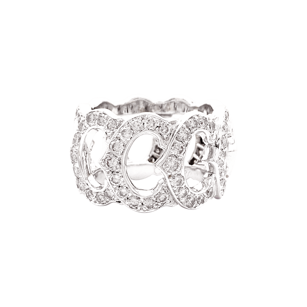 Bague Cartier, "C de Cartier", or blanc, diamants.