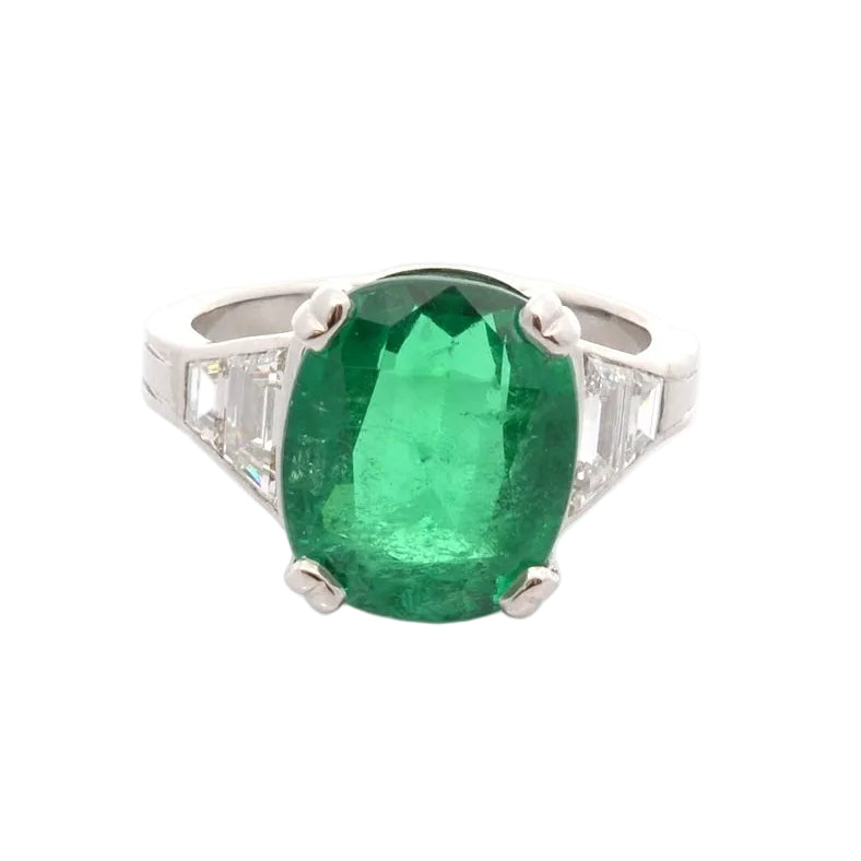 Bague émeraude de 6,57cts et diamants