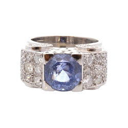 Bague vintage saphir de 5,45 cts et diamants