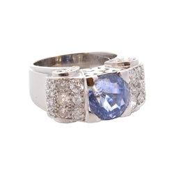 Bague vintage saphir de 5,45 cts et diamants