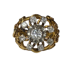Bague Dôme en or jaune et diamants