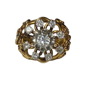 Bague Dôme en or jaune et diamants