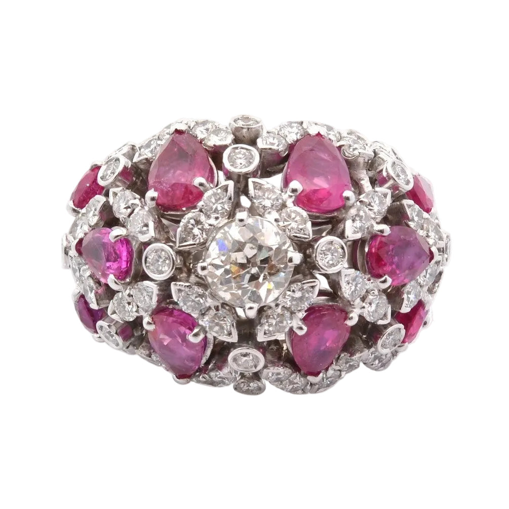 Bague diamants et rubis en or 18k