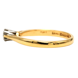 Bague Solitaire en or blanc, or jaune et diamant