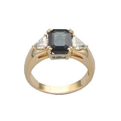 Bague Trilogie en or jaune, saphir et diamants
