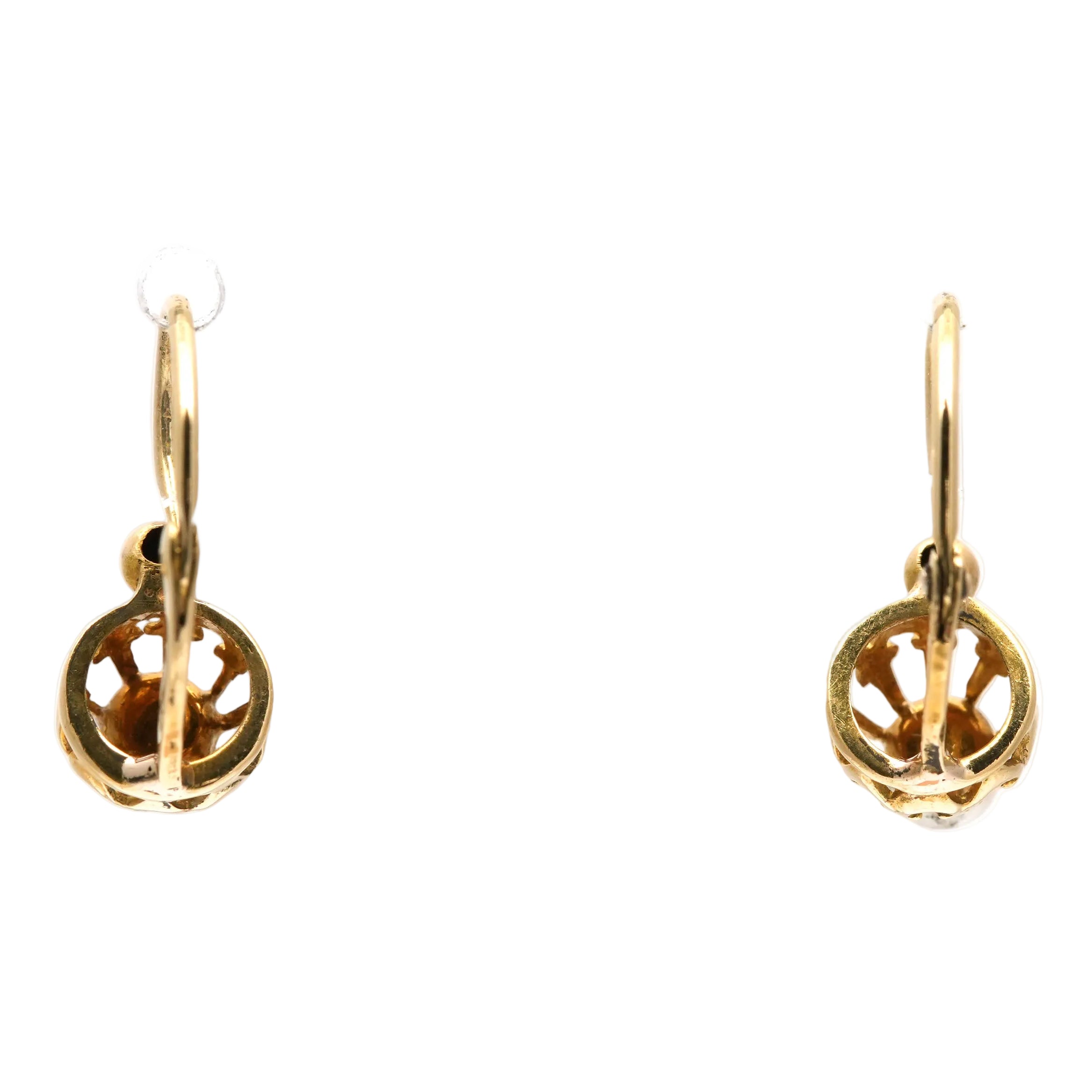 Boucles d'oreilles Dormeuses en or jaune et perles
